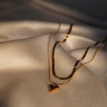 Dual Layer Heart Pendant Anti Tarnish Chain Image