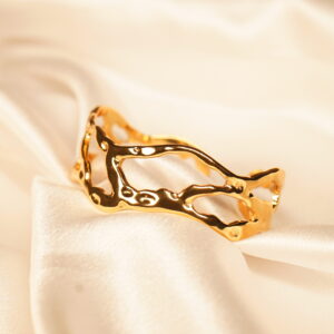 Vyaraa Waves 18kt Gold Plated Anti-Tarnish  Cuff Bracelet
