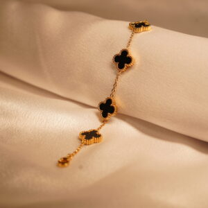 Black Clover Anti-Tarnish Gold Plated Bracelet