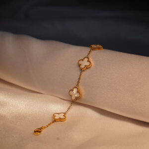 White Clover Anti-Tarnish Gold Plated Bracelet