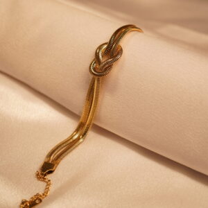 Vyaraa Knot Snake Double Layer 18kt Gold Plated Chain Bracelet