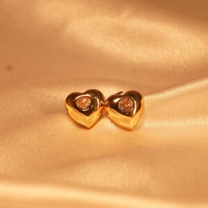 Golden Anti-Tarnish Heart Shaped Stone Stud Earrings
