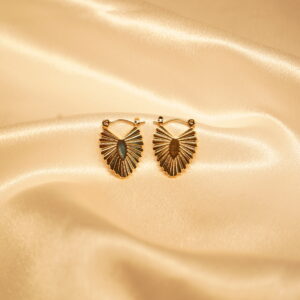 Vyaraa Leaf Gold Hoop Earrings | Stylish Lightweight Hoops for Women & Girls