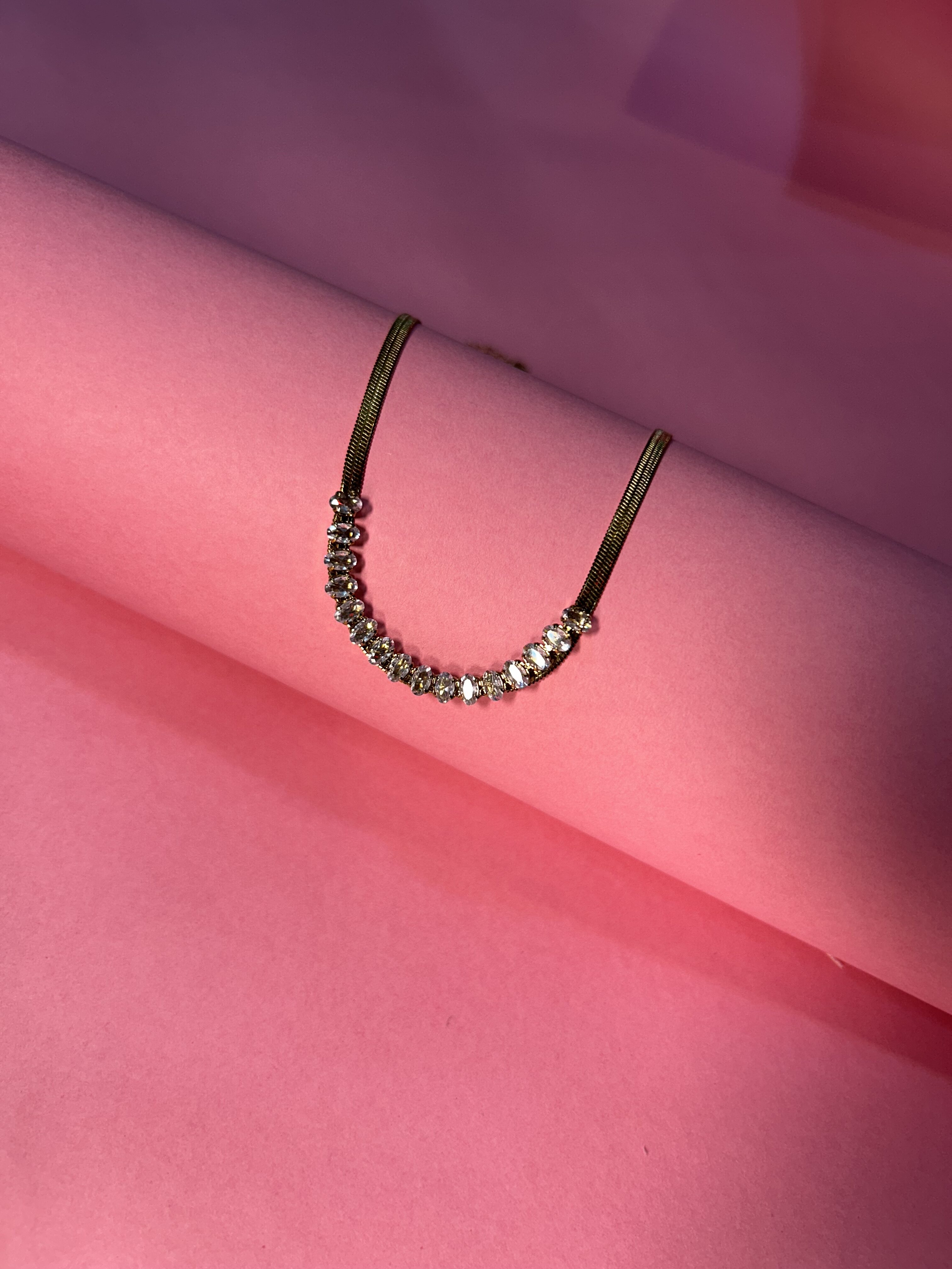 American Diamond Snake Chain | 18K Gold Plated Anti Tarnish Necklace by Vyaraa - Image 3