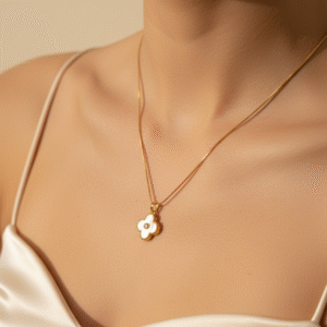 White Stone Pendant Necklace | 18K Gold Plated Anti Tarnish Jewellery by Vyaraa