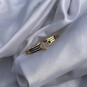 American Diamond Green Gemstone Gold Plated Bracelet | Vyaraa