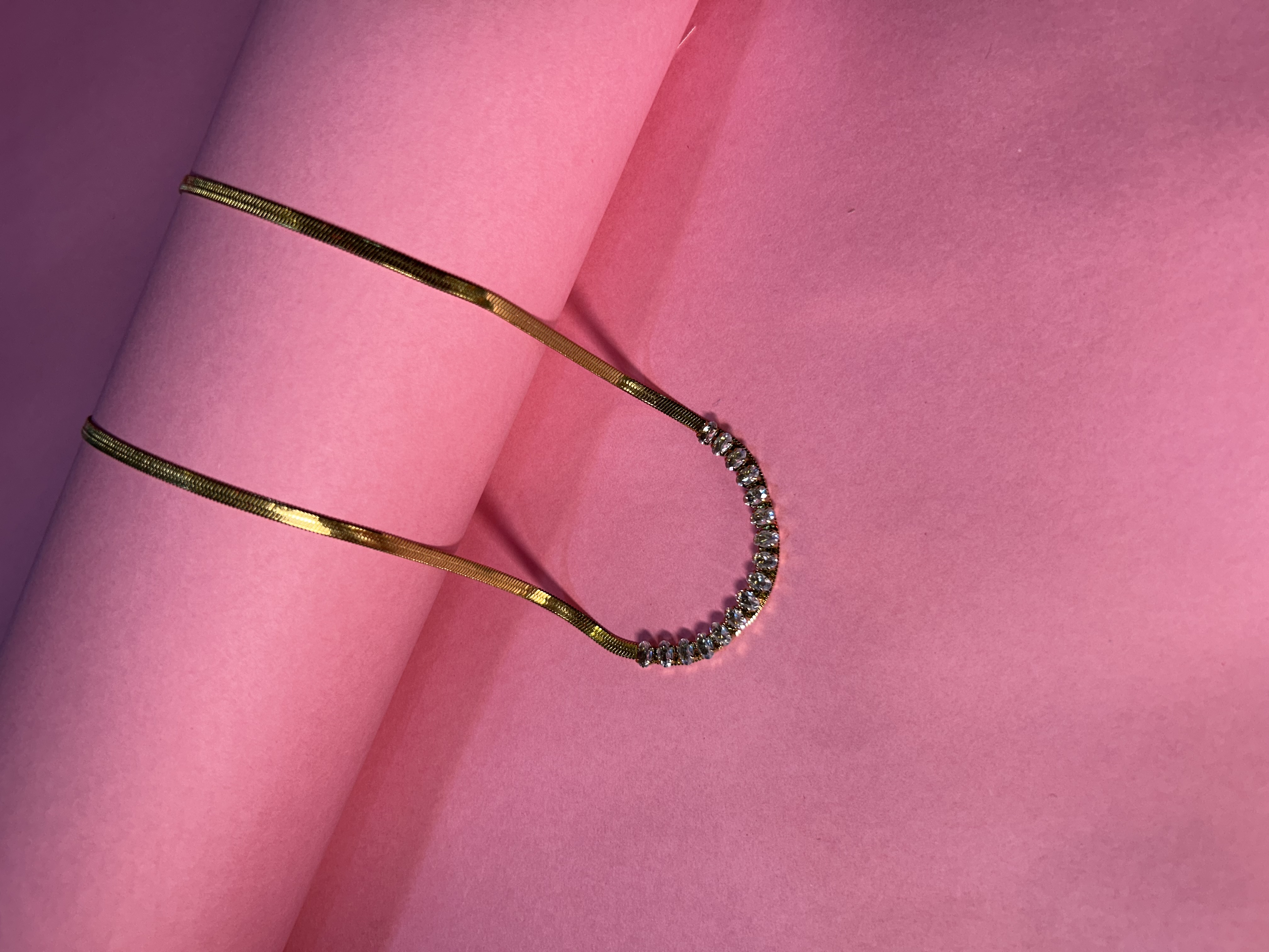 American Diamond Snake Chain | 18K Gold Plated Anti Tarnish Necklace by Vyaraa - Image 4