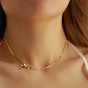 Vyaraa Bow Dainty Snake Anti-Tarnish 18kt Gold Plated Chain