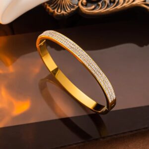 American Diamond Gold Plated Bangles For Women | Vyaraa