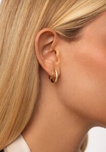18K Gold Plated Zircon Stud Loop Earrings Vyaraa