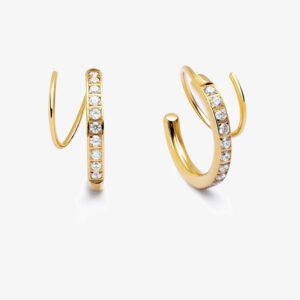 18K Gold Plated Zircon Stud Loop Earrings Vyaraa