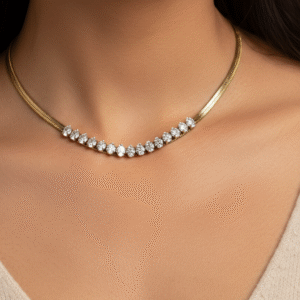 American Diamond Snake Chain | 18K Gold Plated Anti Tarnish Necklace by Vyaraa