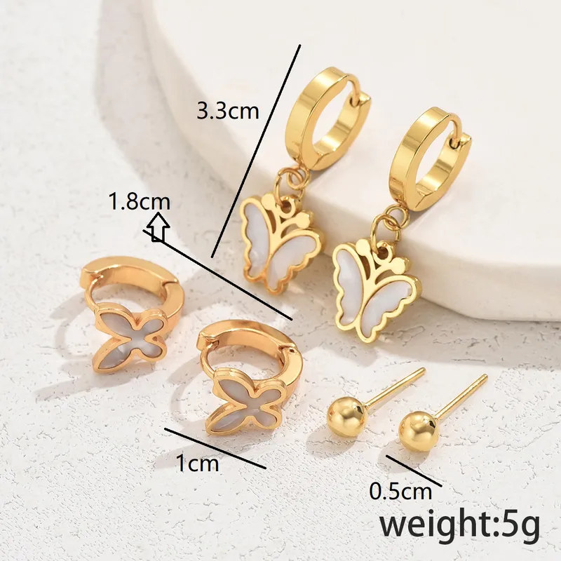 Elegant Sweet Butterfly Stainless Steel Earring Combo | Vyaraa - Image 3