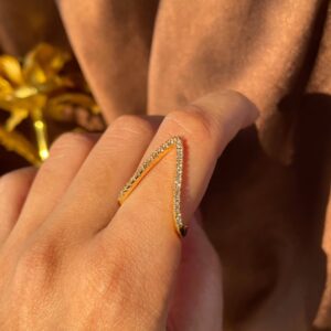 Gold V-Shaped Anti-Tarnish Ring for Women | Stylish Minimal Ring by Vyaraa