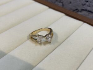 Gold American diamond Anti-Tarnish Ring for Women | Stylish Minimal Ring by Vyara