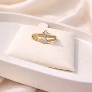 Gold American diamond Anti-Tarnish Adjustable Ring for Women | Stylish Minimal Ring by Vyaraa