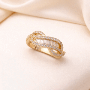 Gold American diamond Adjustable Anti-Tarnish Ring for Women | Stylish Minimal Ring by Vyaraa