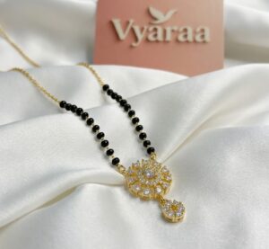 Vyaraa American Diamond Gold-Plated Mangalsutra β Anti-Tarnish Daily Wear