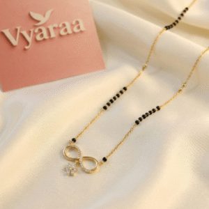 Vyaraa Infinity American Diamond Gold-Plated Mangalsutra – Anti-Tarnish Daily Wear
