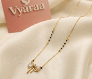 Vyaraa Ribbon American Diamond Gold-Plated Mangalsutra β Daily Wear