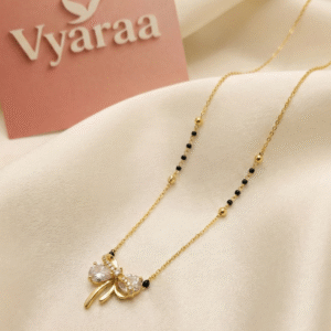 Vyaraa Ribbon American Diamond Gold-Plated Mangalsutra – Daily Wear