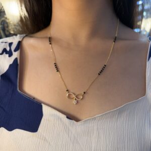 Vyaraa Infinity American Diamond Gold-Plated Mangalsutra – Anti-Tarnish Daily Wear