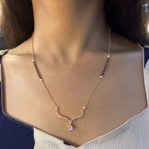 Vyaraa American Diamond Gold-Plated Mangalsutra – Anti-Tarnish Daily Wear